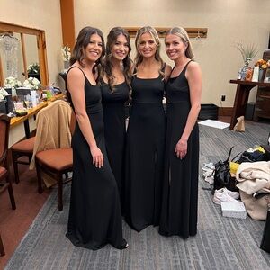 Birdy Grey Black Square-Neck Maxi Dress - Elegant Bridesmaid Style